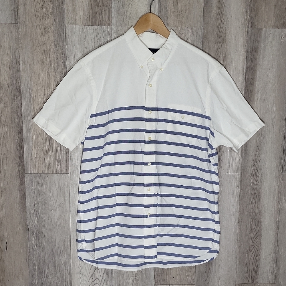 Ralph Lauren Mens XL Button Down Slim Fit Stripe Short Sleeve Preppy Classic